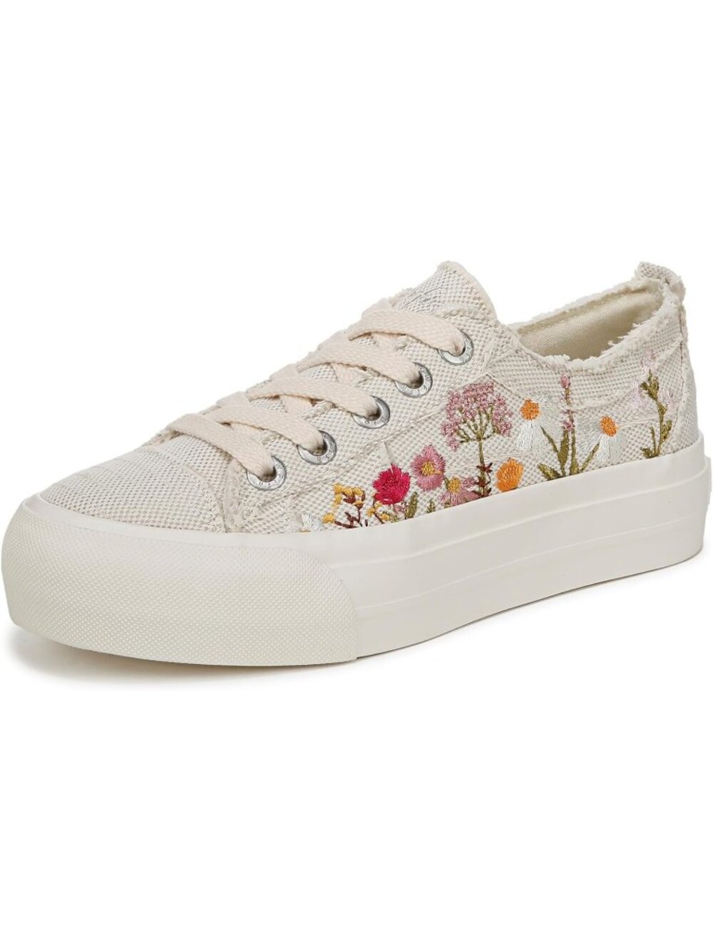 Women's Cream/Multi Decorative Laces Soft Slip On Sadie Sun Platform Sneaker